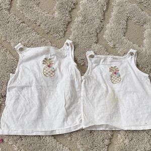 Janie and Jack - size 6 & size 3 - White Pineapple Embroidered Kids Tank Top